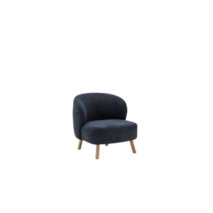 Fauteuil Ulit en tissu chenille et pieds en bois de hêtre finition naturelle