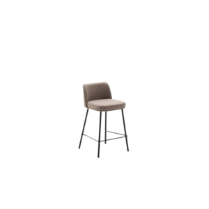 Tabouret Minami en chenille marron avec pieds en acier finition noire, hauteur 65 cm