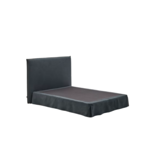 Lit déhoussable Jaira en lin et coton gris anthracite pour matelas de 160x200 cm