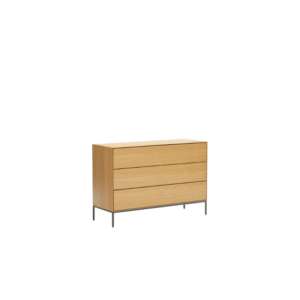 Commode Vedrana 3 tiroirs - Placage de chêne et pieds en acier noir 110x75 cm (D)