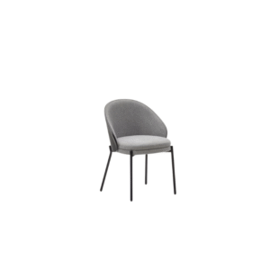 Chaise Eamy en tissu chenille gris clair placage de frêne finition noire et métal noir (D)