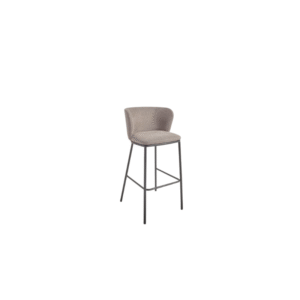 Tabouret Ciselia en chenille marron clair et pieds en acier noir 75 cm (D)