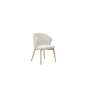 Chaise Darice en tissu chenille beige et bois de hêtre - Finition naturelle (D)