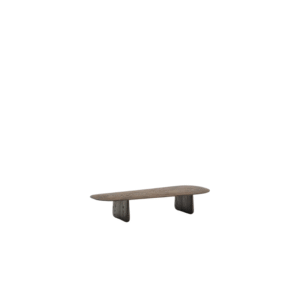 Table basse Pirita en bois de chêne finition foncée 146x56,5 cm (D)