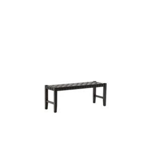 Banc Calixta en bois et cuir d'acajou - Finition noire 120 cm (D)