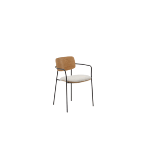Chaise empilable Maureen en contreplaqué de peuplier et pieds métal noir (D)